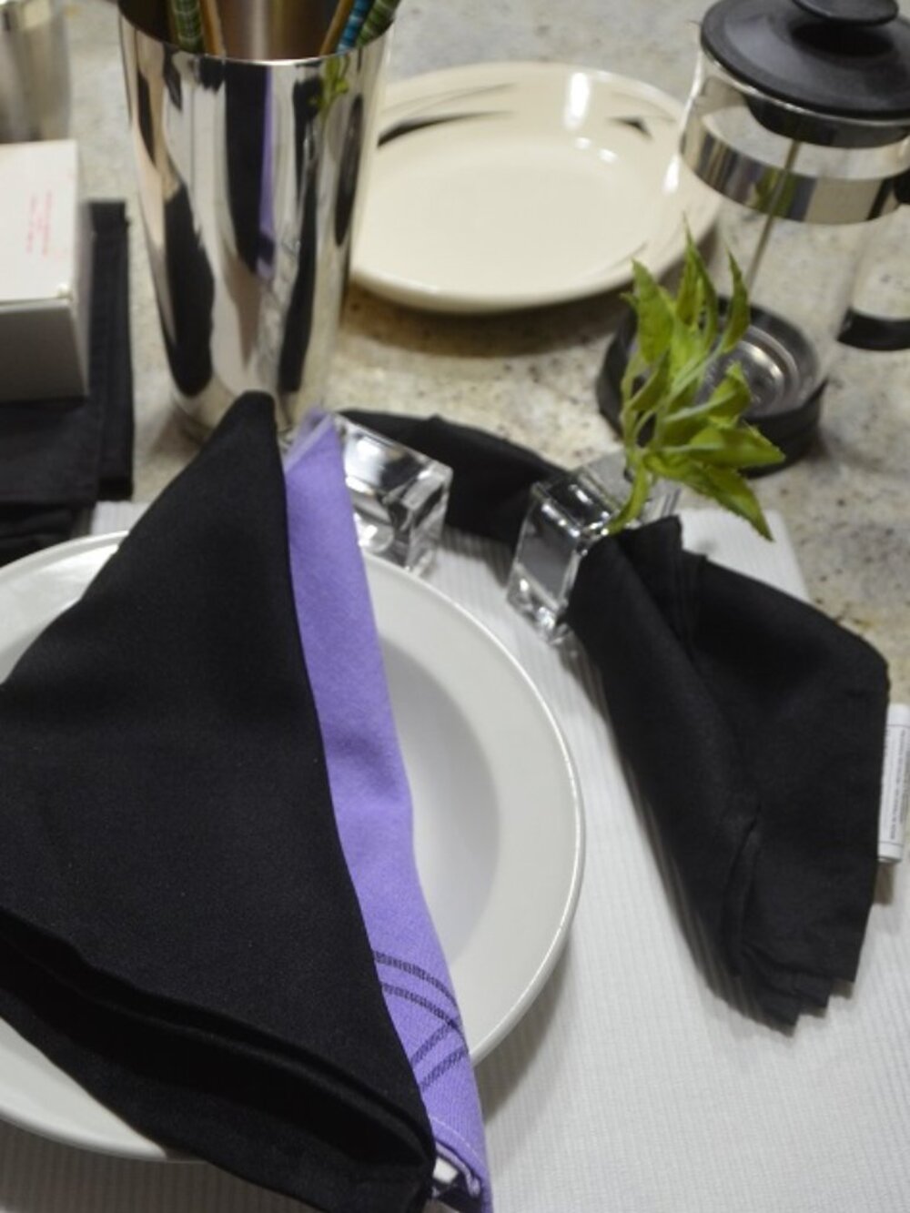 Set of 4, Reversible Resuable Placemats, Napkins acrylic Napkin Ring/bud vase